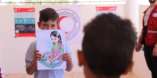 حملة توعية ينفذها فرع الهلال الأحمر بدرعا للوقاية من وباء الكوليرا