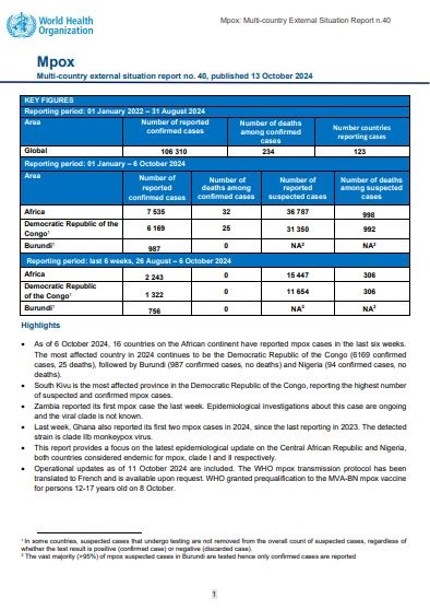 Multi-country outbreak of mpox, External situation report