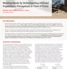 Meeting Needs by Understanding Affected Population’s Perceptions in Time of Crisis - Khanfar and Al Makha Districts, Yemen (December 2024)