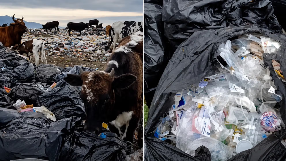 Cattle feeding on hospital waste expose risks at Iran landfill