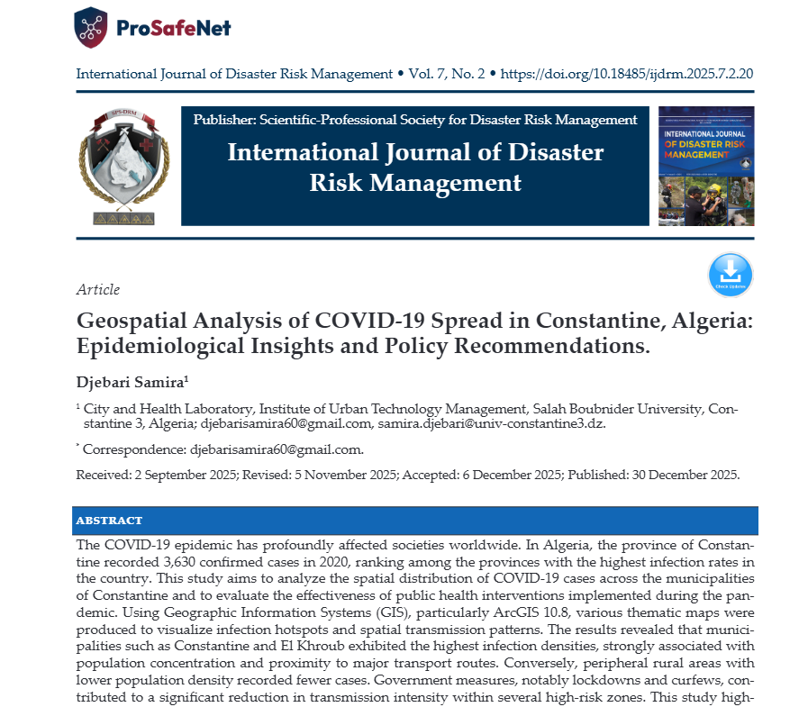 Geospatial Analysis of COVID-19 Spread in Constantine, Algeria: Epidemiological Insights and Policy Recommendations